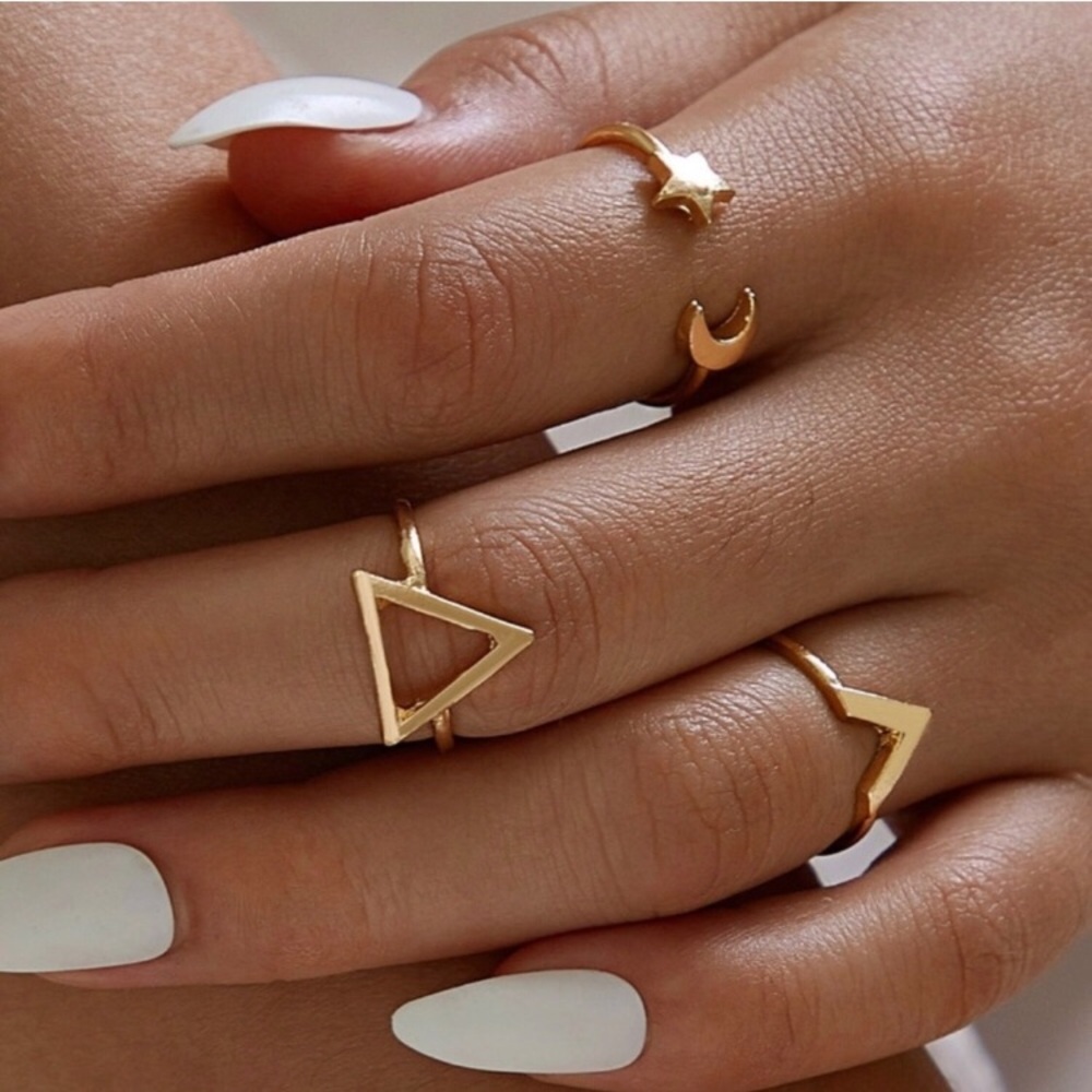 Geometric Aesthetic Ring Set
